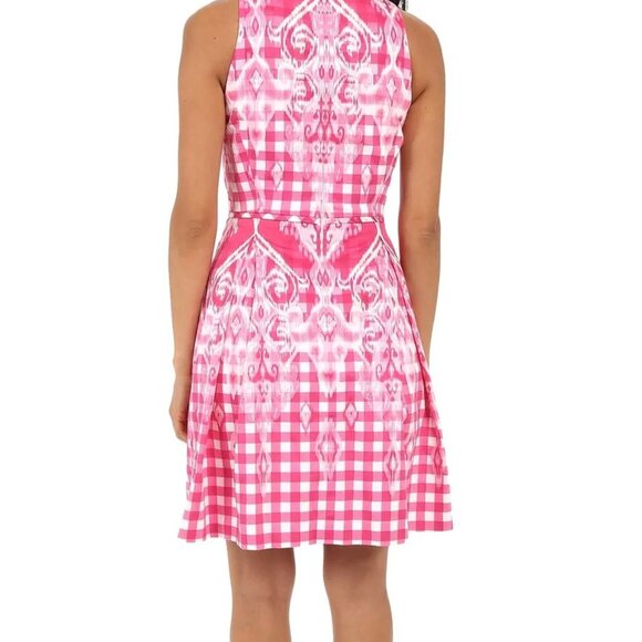 NEW Tahari ASL Dress BarbieCore Gingham Cotton Pink White Lined Size 2 Petite 2P - Picture 2 of 16